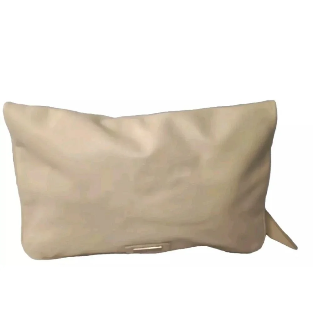 Treesje Leather Clutch Purse Large Evening Bag Yellow Tan
